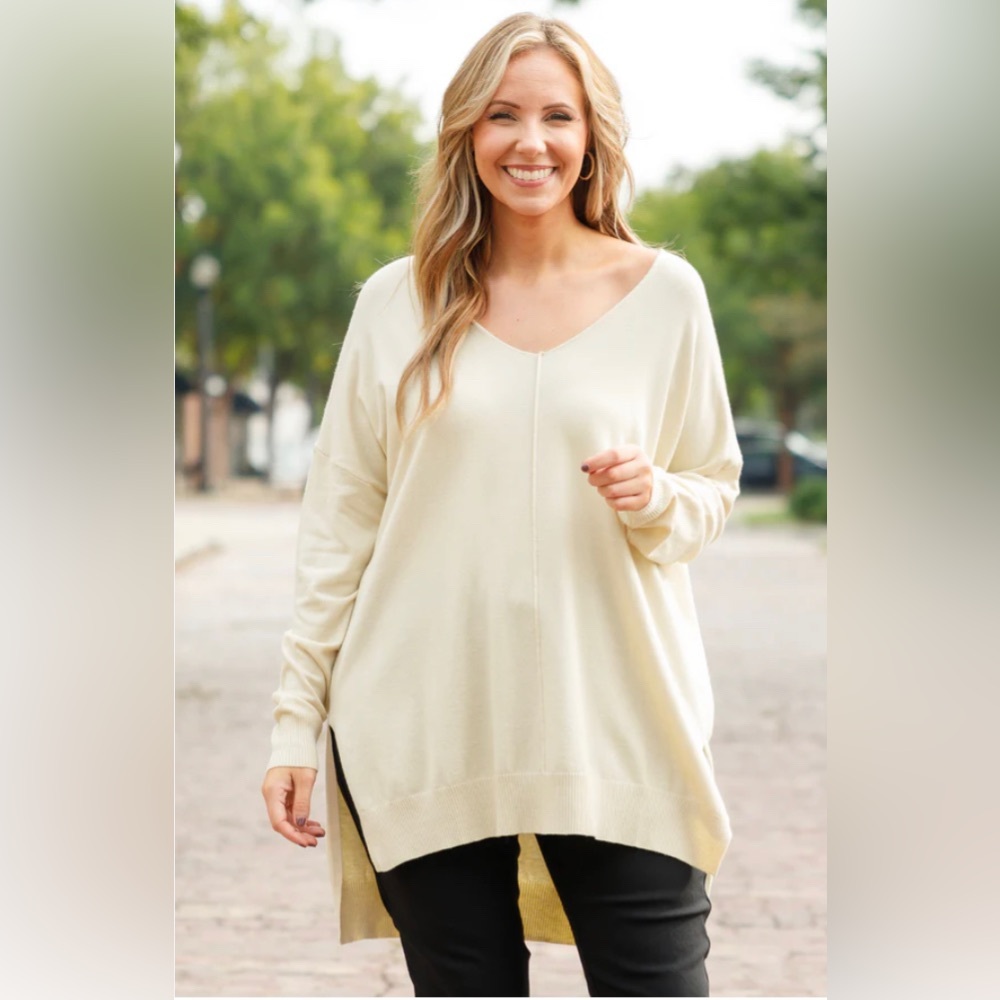 Chic Soul Miss Who I Was Sweater Cream Size XXL
